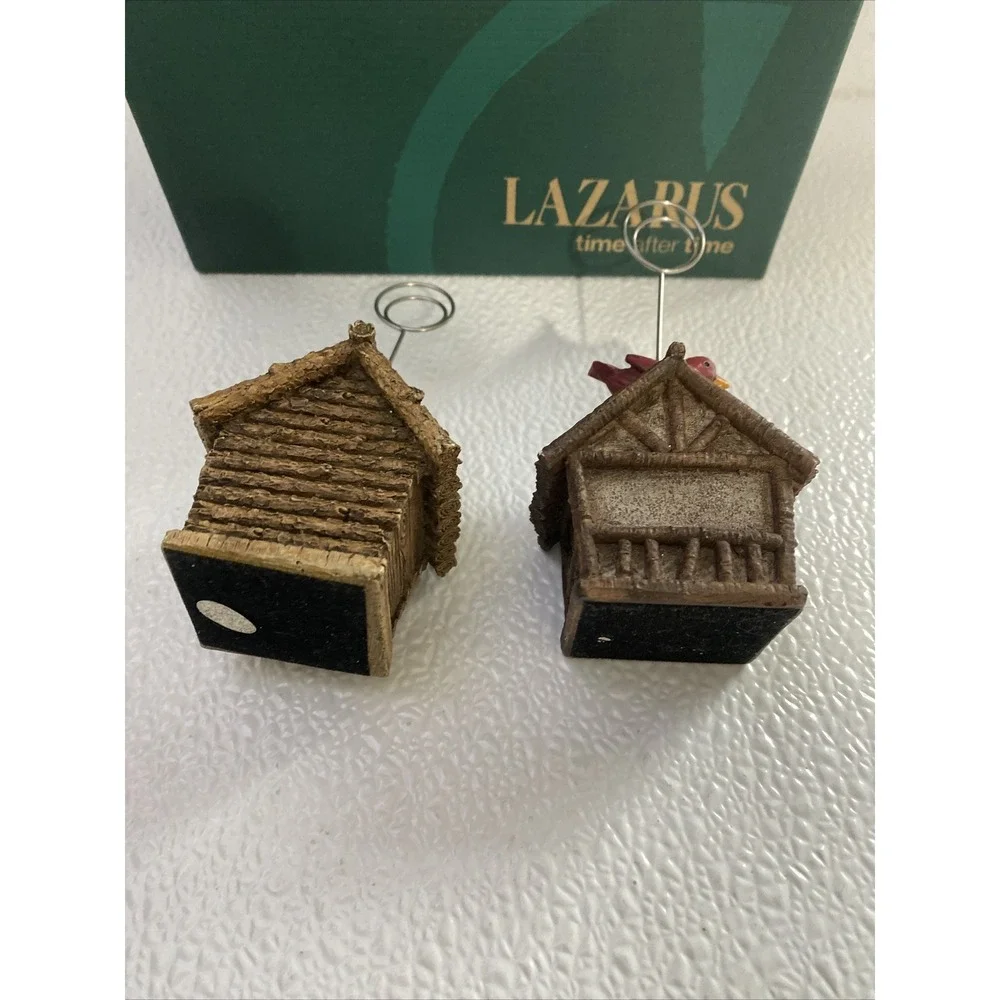 Lazarus Birdhouse Cardinal Place Card Photo Holders Set of‎ 2 Rustic Christmas